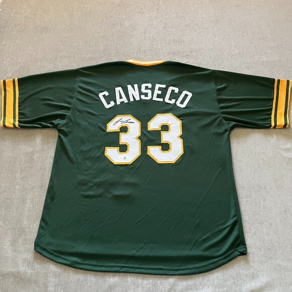 Jose Canseco Signed Oakland A's Jersey Adult XL Green PSA In Presence COA - Picture 1 of 8